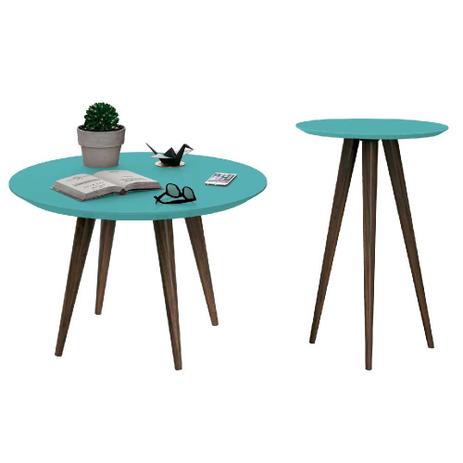 Conjunto de Mesa Grace de Centro e Lateral Acqua - Edn móveis Menor preço em Conjunto de Mesa Grace de Centro e Lateral Acqua - Edn móveis
