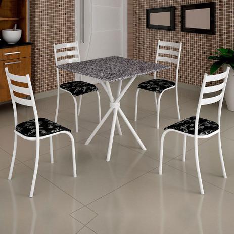 Conjunto de Mesa Itália 0,70m Tampo Granito com 4 Cadeiras 591/13 Madmelos Branco / Preto Flor Menor preço em Conjunto de Mesa Itália 0,70m Tampo Granito com 4 Cadeiras 591/13 Madmelos Branco / Preto Flor