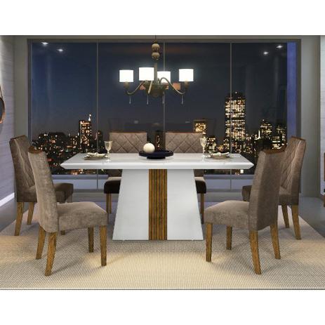 Conjunto de Mesa Italia 6 Cadeiras com Tampo Vidro DJ Móveis Menor preço em Conjunto de Mesa Italia 6 Cadeiras com Tampo Vidro DJ Móveis