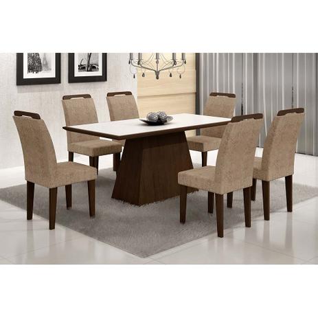 Conjunto de Mesa Luna com 6 Cadeiras Athenas Castor Branco Com Suedi Am. Chocolate - Rufato é boa?