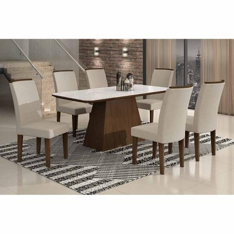 Conjunto de Mesa Lunara I 180 cm com 6 Cadeiras Veludo Castor e Creme - Rufato é boa?