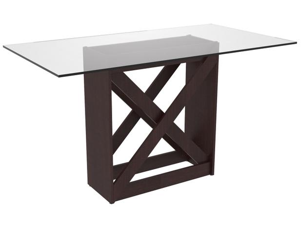 Conjunto de Mesa Madeira com 6 Cadeiras Estofadas - Madesa Moline