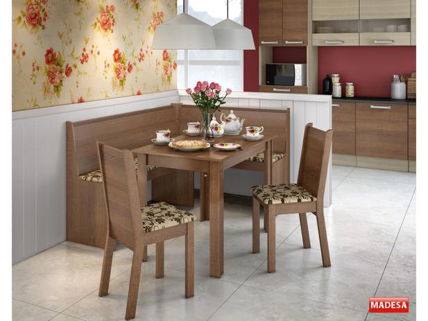 Conjunto de Mesa MDP 2 Cadeiras e 1 Banco de Canto - Canto Alemão Liebe Menor preço em Conjunto de Mesa MDP 2 Cadeiras e 1 Banco de Canto - Canto Alemão Liebe