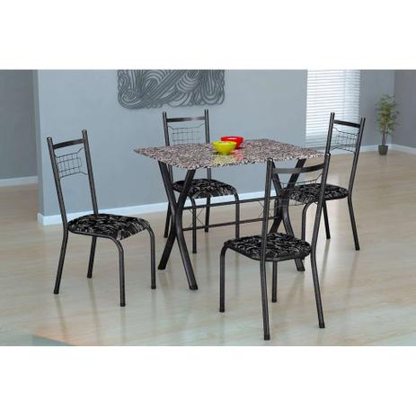 Menor preço em Conjunto de Mesa Miame 110 cm com 4 Cadeiras Lisboa Preto e Preto Floral - Fabone