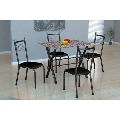 Menor preço em Conjunto de Mesa Miame 110 cm com 4 Cadeiras Lisboa Preto e Preto Liso - Fabone