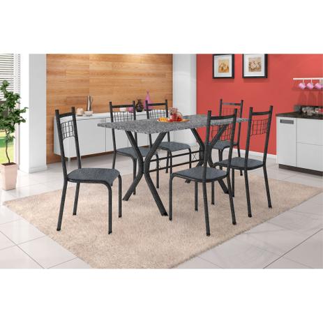 Menor preço em Conjunto de Mesa Miame 150 cm com 6 Cadeiras Lisboa Preto e Mesclado Petróleo - Fabone