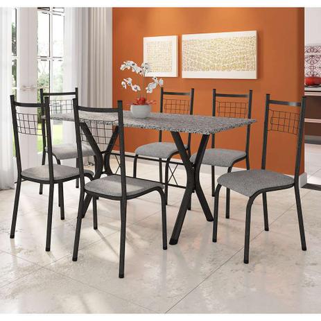 Conjunto de Mesa Miame 150 cm com 6 Cadeiras Lisboa Preto e Vegetale - Fabone Menor preço em Conjunto de Mesa Miame 150 cm com 6 Cadeiras Lisboa Preto e Vegetale - Fabone
