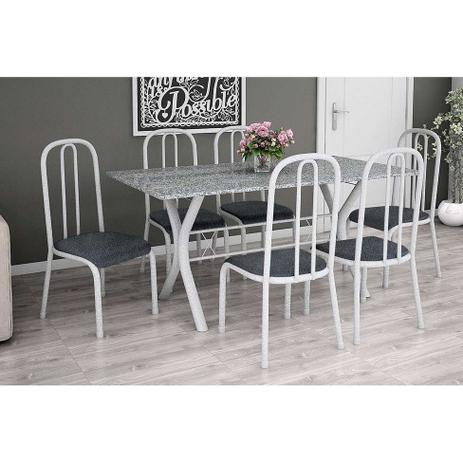 Menor preço em Conjunto de Mesa Miame 150 cm com 6 Cadeiras Madri Branco e Mesclado Petróleo - Fabone