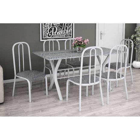 Menor preço em Conjunto de Mesa Miame 150 cm com 6 Cadeiras Madri Branco e Vegetale - Fabone