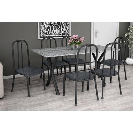 Menor preço em Conjunto de Mesa Miame 150 cm com 6 Cadeiras Madri Preto e Mesclado Petróleo - Fabone