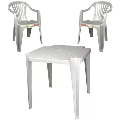 Conjunto de Mesa Monobloco e 2 cadeiras poltrona Branca - Antares Menor preço em Conjunto de Mesa Monobloco e 2 cadeiras poltrona Branca - Antares