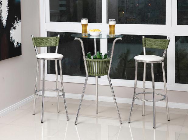 Conjunto de Mesa para Jardim/Área Externa Alumínio - com 2 Banquetas Alegro Móveis Bar Simone Menor preço em Conjunto de Mesa para Jardim/Área Externa Alumínio - com 2 Banquetas Alegro Móveis Bar Simone