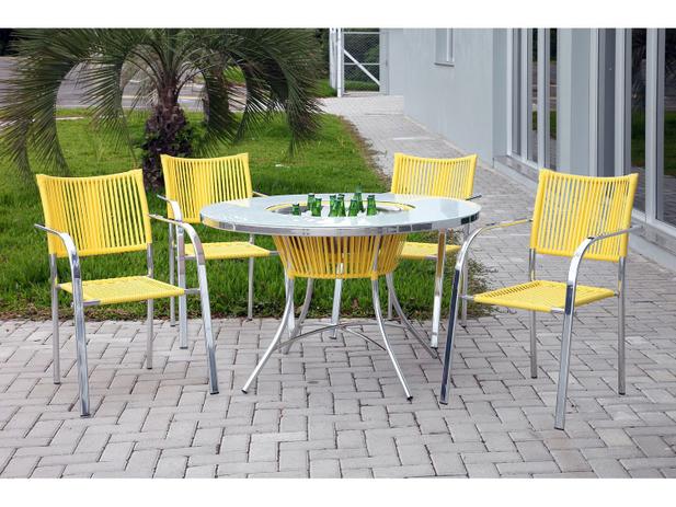 Conjunto de Mesa para Jardim/Área Externa Alumínio - com 4 Cadeiras Alegro Móveis Slim