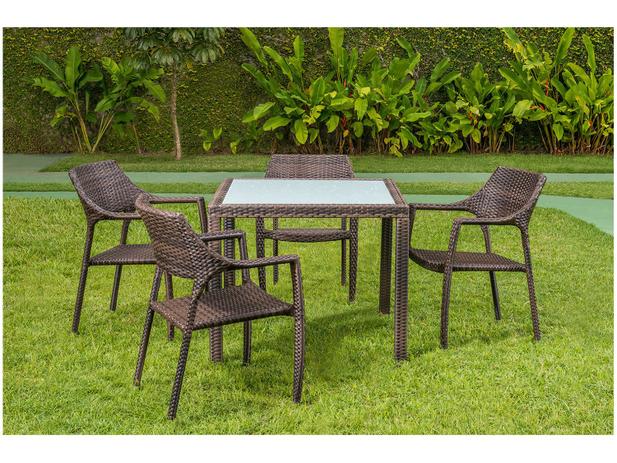 Conjunto de Mesa para Jardim/Área Externa - com 4 Cadeiras Alegro Móveis CJA00021