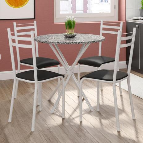 Conjunto de Mesa de Plástico Redonda 70cm e 4 Cadeiras Colonial Branco