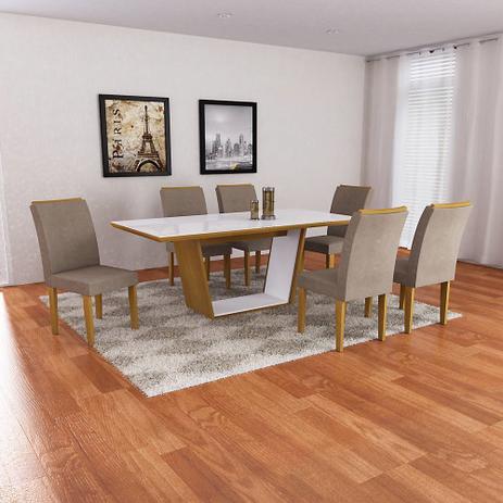 Conjunto de Mesa Sofia 180 C/6 Cad. Lunara - Imbuia/Branco-Anim.choc.- Det-Branco - Rufato é boa?