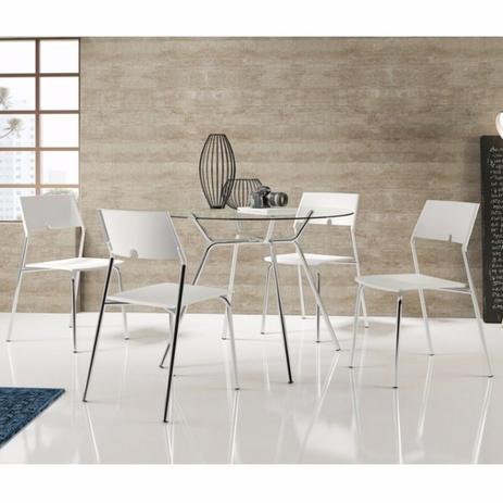 images Cadeiras Para Cozinha Magazine Luiza conjunto de mesa tampo vidro redondo com 4 cadeiras siena moveis cromado branco