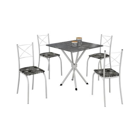 Conjunto de Mesa Teixeira tampo de granito Topázio com 4 cadeiras - Branco - MOVEIS TEIXEIRA Menor preço em Conjunto de Mesa Teixeira tampo de granito Topázio com 4 cadeiras - Branco - MOVEIS TEIXEIRA