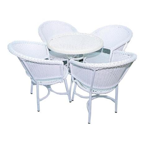 Conjunto de Mesa Turiaçu Branca com 4 Poltronas Mta 003 - Orla do Vime Menor preço em Conjunto de Mesa Turiaçu Branca com 4 Poltronas Mta 003 - Orla do Vime