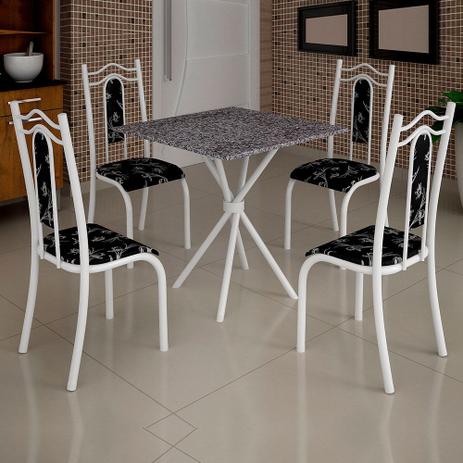 Conjunto de Mesa Uruguai 0,70m Tampo MDP com 4 Cadeiras 620/13 Madmelos Branco / Preto Flor Menor preço em Conjunto de Mesa Uruguai 0,70m Tampo MDP com 4 Cadeiras 620/13 Madmelos Branco / Preto Flor