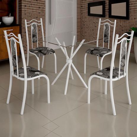 Conjunto de Mesa Uruguai 0,80m Tampo Vidro com 4 Cadeiras 620/15 Madmelos Branco / Folha Menor preço em Conjunto de Mesa Uruguai 0,80m Tampo Vidro com 4 Cadeiras 620/15 Madmelos Branco / Folha