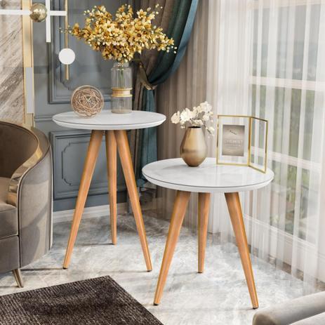 Conjunto de Mesas Apoio e Lateral com Tampo de Vidro Luxo - Branco - Compre Aqui Menor preço em Conjunto de Mesas Apoio e Lateral com Tampo de Vidro Luxo - Branco - Compre Aqui