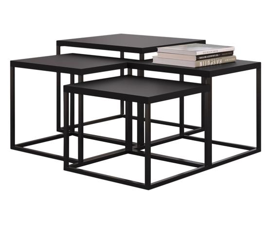 Conjunto de Mesas de Centro Cube Preto Fosco - Complementos - Artesao Menor preço em Conjunto de Mesas de Centro Cube Preto Fosco - Complementos - Artesao