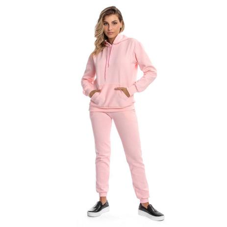 Conjunto De Moletom Flanelado Com Blusa e Calça Feminino De Inverno Rosa - Luvize Moda Praia Menor preço em Conjunto De Moletom Flanelado Com Blusa e Calça Feminino De Inverno Rosa - Luvize Moda Praia