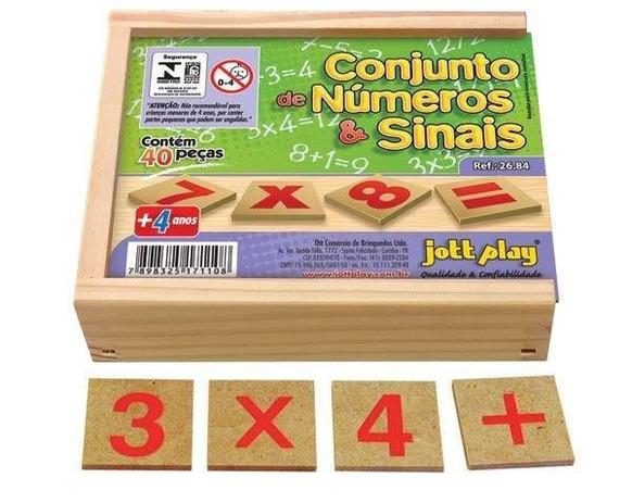 Conjunto De Números E Sinais Com 40 Peças Em M.D.F Madeira - Jottplay Menor preço em Conjunto De Números E Sinais Com 40 Peças Em M.D.F Madeira - Jottplay