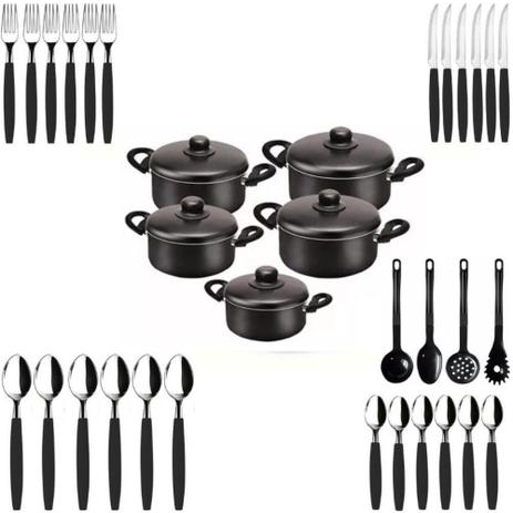Conjunto De Panela Caçarola Peças Antiaderente e Talheres - Dona chefa Menor preço em Conjunto De Panela Caçarola Peças Antiaderente e Talheres - Dona chefa