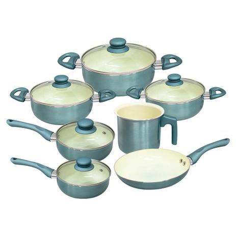Conjunto de Panelas Casa Ambiente Genebra, 7 Peças, Revestimento Cerâmica - AL039 - Casambiente Menor preço em Conjunto de Panelas Casa Ambiente Genebra, 7 Peças, Revestimento Cerâmica - AL039 - Casambiente