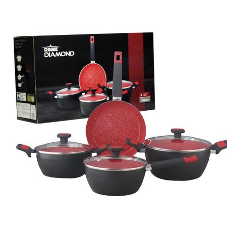 Conjunto de Panelas Ceramica Flavor Diamond Class 4pçs 3mm - Homeclass Menor preço em Conjunto de Panelas Ceramica Flavor Diamond Class 4pçs 3mm - Homeclass