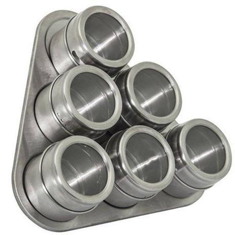 Conjunto de Porta Condimentos em INOX 6 Potes com IMA Mimo STYLE AL1402 5022 Menor preço em Conjunto de Porta Condimentos em INOX 6 Potes com IMA Mimo STYLE AL1402 5022