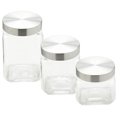 Conjunto de Porta Mantimentos de vidro 3 peças - Bon Gourmet Menor preço em Conjunto de Porta Mantimentos de vidro 3 peças - Bon Gourmet