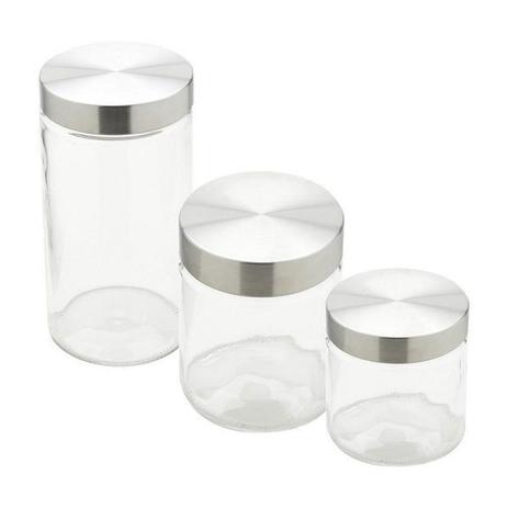 Conjunto de Porta Mantimentos de Vidro com Tampa em ACO BON Gourmet 26317 Menor preço em Conjunto de Porta Mantimentos de Vidro com Tampa em ACO BON Gourmet 26317