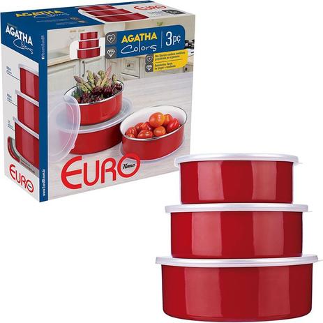 Conjunto de Potes Agatha Redondos 3 peças - Euro Home Menor preço em Conjunto de Potes Agatha Redondos 3 peças - Euro Home