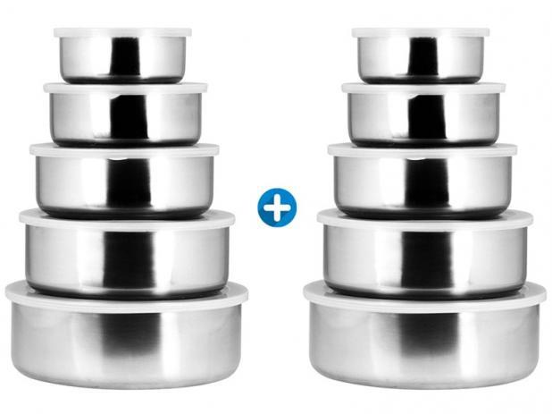 Conjunto de Potes de Inox com Tampa Redondo - 10 Peças HomeGarden - Pan é ruim? Conjunto de Potes de Inox com Tampa Redondo - 10 Peças HomeGarden - Pan é boa?