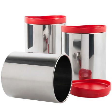 Conjunto De Potes Suprema 3 Peças Vermelha 2117150 Brinox Menor preço em Conjunto De Potes Suprema 3 Peças Vermelha 2117150 Brinox