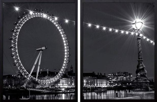 Conjunto de Quadros Decorativos London Eye em Londres Kit com 2 Quadros de 60x80cm - Decore pronto é boa?