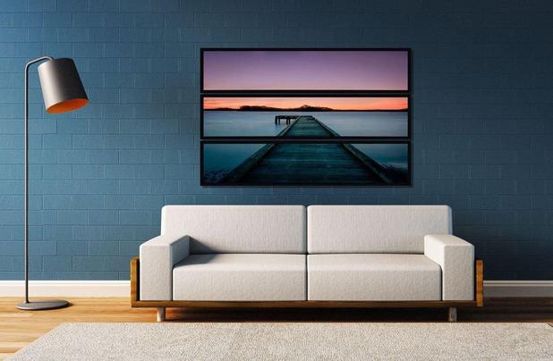 Conjunto de Quadros Decorativos Paisagem Lago com Pier Kit com 3 Quadros de 150x30cm - Decore pronto Menor preço em Conjunto de Quadros Decorativos Paisagem Lago com Pier Kit com 3 Quadros de 150x30cm - Decore pronto