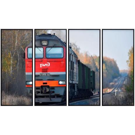 Conjunto de Quadros Decorativos Paisagem Locomotiva Sobre Trilho Kit com 4 Quadros - Decore pronto Menor preço em Conjunto de Quadros Decorativos Paisagem Locomotiva Sobre Trilho Kit com 4 Quadros - Decore pronto