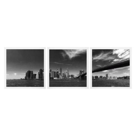 Conjunto de Quadros em Preto e Branco Ponte do Brooklyn Kit com 3 Quadros de 60x60cm - Decore pronto é boa?