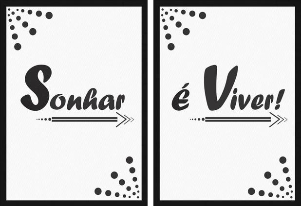 Conjunto de Quadros Frase Motivacional Sonhar é Viver Kit de 2 Quadros de 50x70cm - Decore pronto Menor preço em Conjunto de Quadros Frase Motivacional Sonhar é Viver Kit de 2 Quadros de 50x70cm - Decore pronto