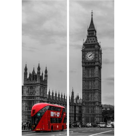 Conjunto de Quadros Telas Decorativas Londres Torre Big Ben Kit com 2 Quadros 266x400cm - Decore pronto Menor preço em Conjunto de Quadros Telas Decorativas Londres Torre Big Ben Kit com 2 Quadros 266x400cm - Decore pronto