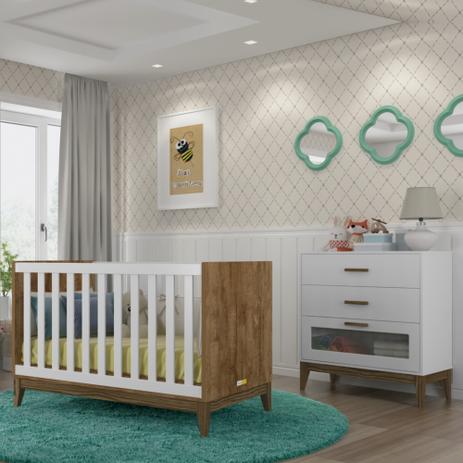 Conjunto De Quarto Infantil 100% MDF Com Cômoda E Berço Nature Glass - Matic Menor preço em Conjunto De Quarto Infantil 100% MDF Com Cômoda E Berço Nature Glass - Matic