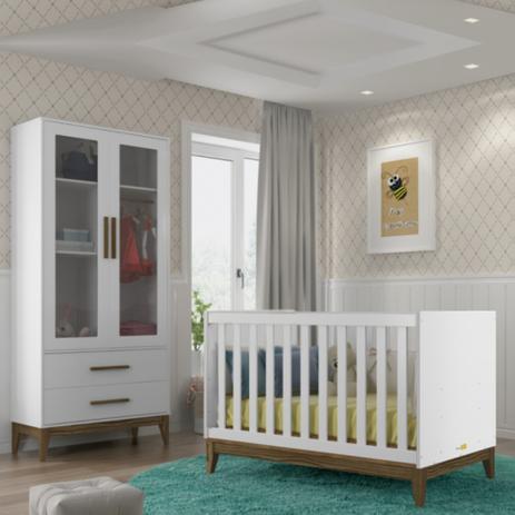 Conjunto De Quarto Infantil 100 MDF Com Roupeiro E Berço Nature Glass - Matic Menor preço em Conjunto De Quarto Infantil 100 MDF Com Roupeiro E Berço Nature Glass - Matic