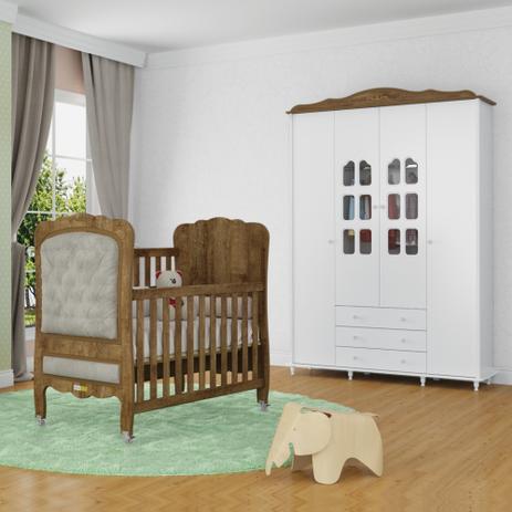 Conjunto De Quarto Infantil Com Roupeiro 04 Portas E Berço 100 MDF Provence - Matic Menor preço em Conjunto De Quarto Infantil Com Roupeiro 04 Portas E Berço 100 MDF Provence - Matic