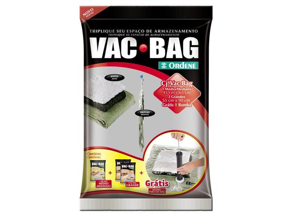 Conjunto de Sacos para Armazenagem à Vácuo + Bomba Plástica Vac Bag Ordene - ORD 014 Menor preço em Conjunto de Sacos para Armazenagem à Vácuo + Bomba Plástica Vac Bag Ordene - ORD 014