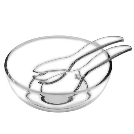 Conjunto de Saladeira + 2 Talheres em Acrílico Transparente Kenya Menor preço em Conjunto de Saladeira + 2 Talheres em Acrílico Transparente Kenya