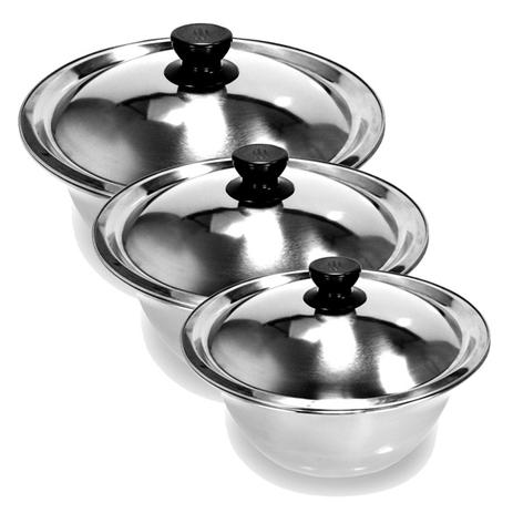 Conjunto De Saladeiras Com Tampa Aco Inox 3 Pecas Kehome 3108 Menor preço em Conjunto De Saladeiras Com Tampa Aco Inox 3 Pecas Kehome 3108
